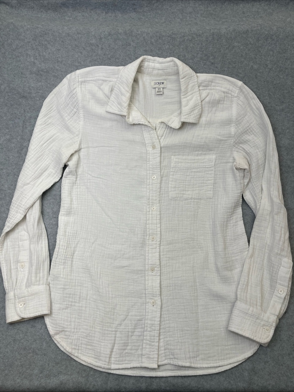 J Crew Women Double Gauze Button Up Shirt XS White Lightweight Beach Resort